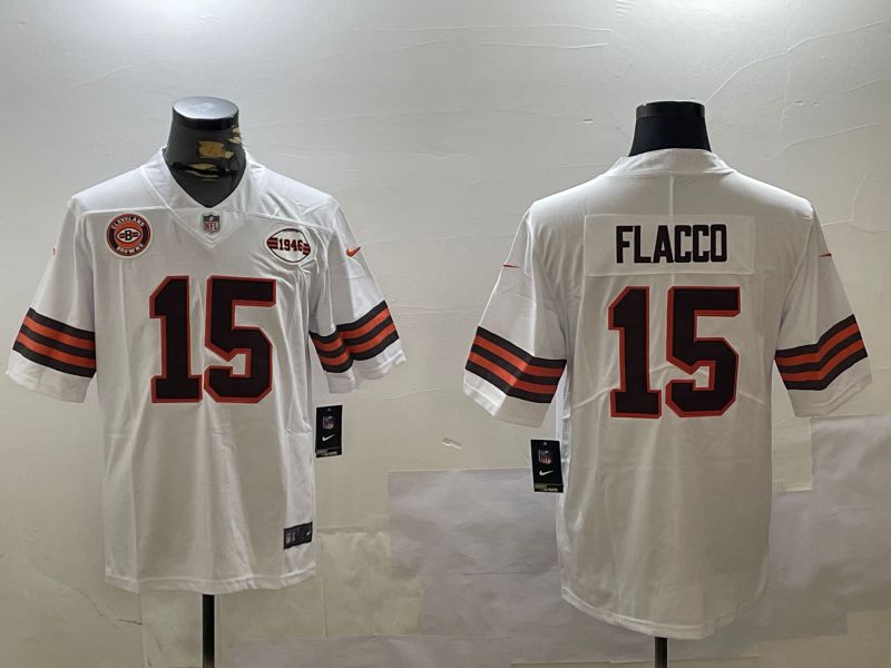 Men Cleveland Browns #15 Flacco White Second generation 2024 Nike Limited NFL Jersey style 4->cleveland browns->NFL Jersey